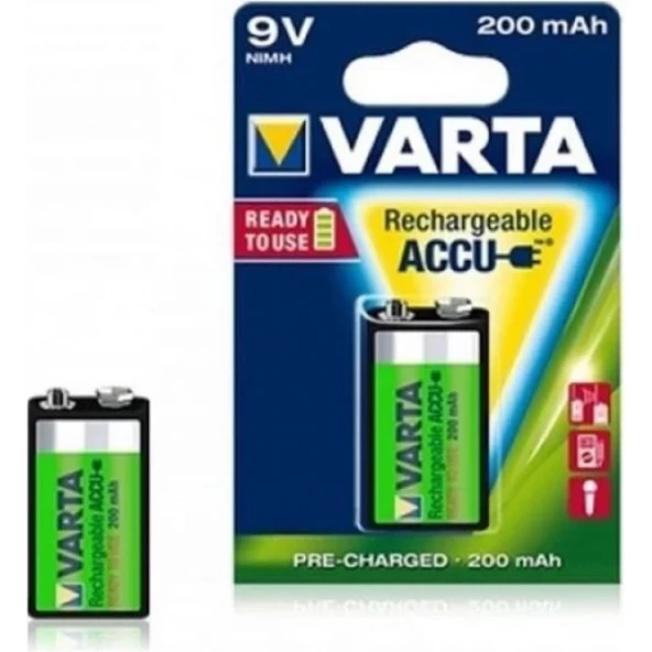 9V 200mAh Şarj Edilebilir Kare Pil Şarzlı Pil - Kumanda Kablo Test Cihaz Pili Sensör Dedektör Nostaljik Radyo Pili 9 volt şarjlı pil 9v şarjlı pil ürün görseli 1