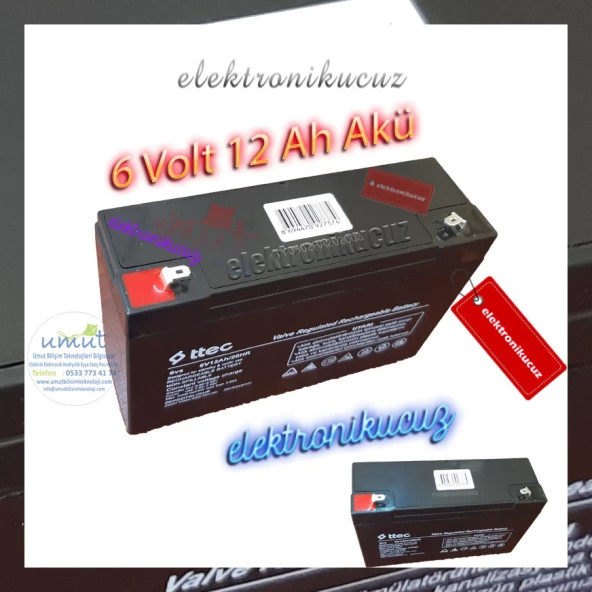 6 VOLT 12 AMPER JEEP,MOTOR,OYUNCAK ARAÇ ARABA AKÜSÜ 6V 12AH KURU AKÜ 6V12 -ŞARJ EDİNİZ- ürün görseli 1