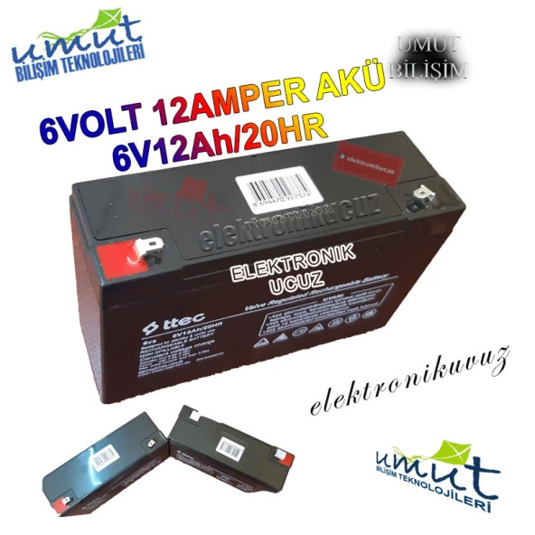 6V 12Ah , 6VOLT 12AMPER , 6 VOLT 12 AMPER ,OYUNCAK ARABA AKÜSÜ 6V 12AH 20HR TAZE AKÜ ürün görseli 1