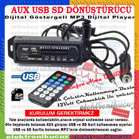 Tak Çalıştır Araç Oto Çakmaklık Girişli Oto Teyp Dönüştürücü ürün görseli 1