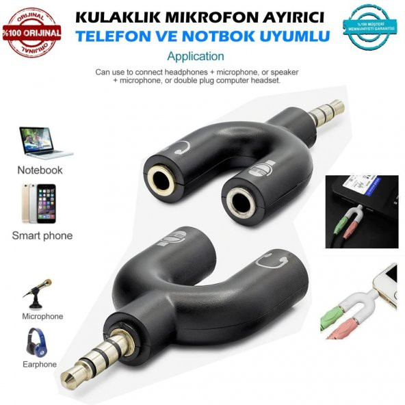 3.5mm Aux Kulaklık Ve Mikrofon Ayırıcı Y Çoklayıcı Splitter Switch Stereo Dönüştürücü ürün görseli 1