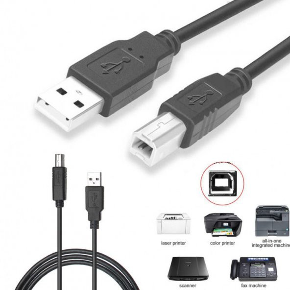 USB Printer Kablosu 1.5 Metre (USB2.0) - SİYAH ürün görseli 1