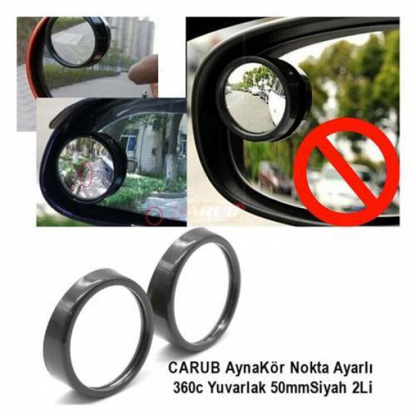 CARUB AynaKör Nokta Ayarlı 360c Yuv.50mmSiyah 2Li ürün görseli 1