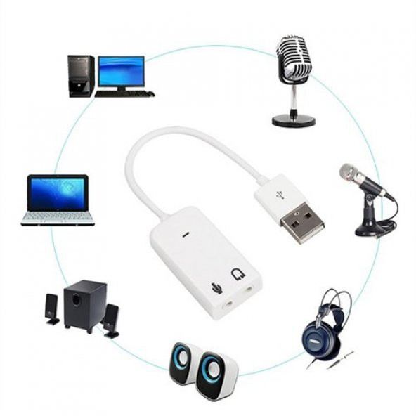 Kablolu 7.1 3D USB Ses Kartı 7+1 Virtual Sound Win 7 8 9 10 Mikrofon Kulaklık ürün görseli 1