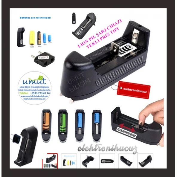 Lİ-İON 18650-17650-17335-16500-14500 3.7v 4.2 Şarjlı Pil Şarj Cihazı Aleti - 18650 PİL ŞARJ CİHAZI TEKLİ Lİ-ON BATTERY UNIVERSAL CHARGER ürün görseli 1