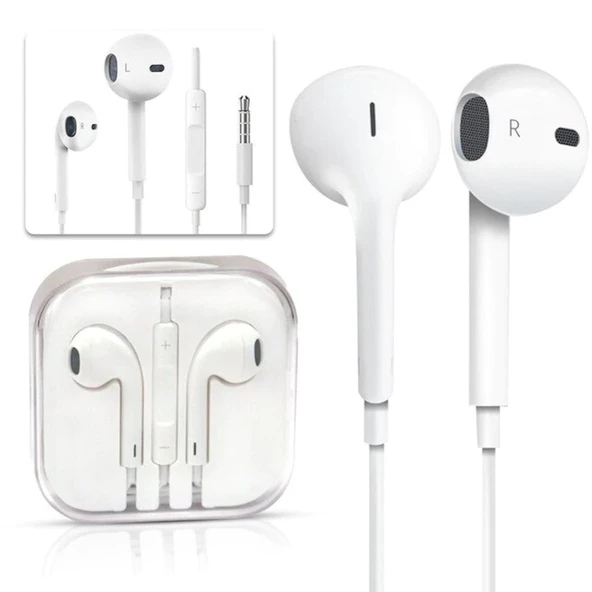 Earphone Iphone 5 6 6s uyumlu 3.5mm jaklı kulaklık Kulak Içi Kulaklık Beyaz ürün görseli 1