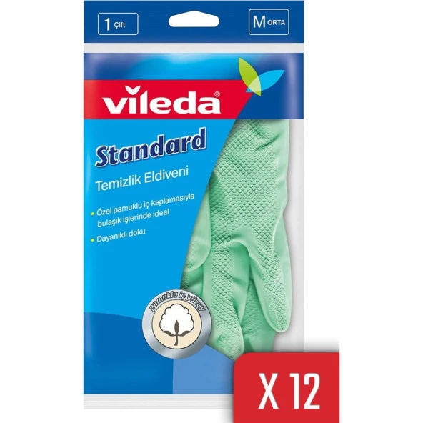 VİLEDA  STANDART ELDİVEN M/8 X 12 ADET ürün görseli 1