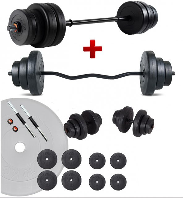 Ecgspor 38 Kg Z Bar Halter Seti Ve Dambıl Seti Ağırlık Fitness Seti ürün görseli 1
