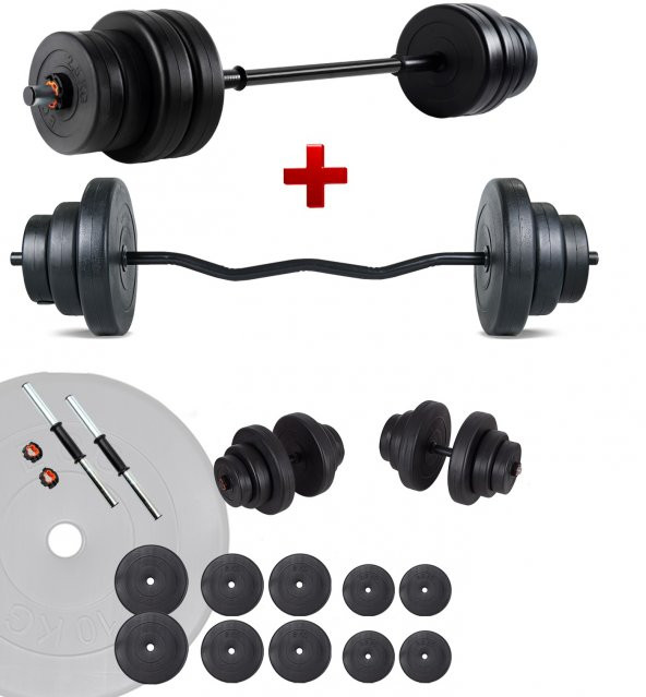 Ecgspor 58 Kg Z Bar Halter Seti Ve Dambıl Seti Ağırlık Fitness Seti ürün görseli 1