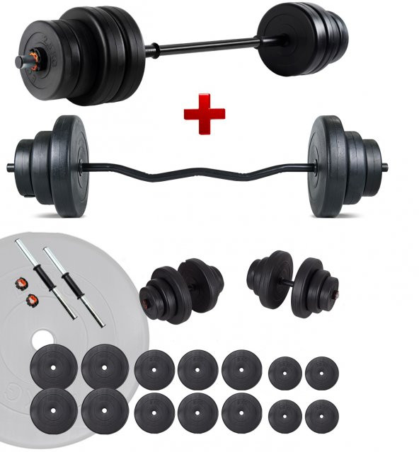 Ecgspor 88 Kg Z Bar Halter Seti Ve Dambıl Seti Ağırlık Fitness Seti ürün görseli 1