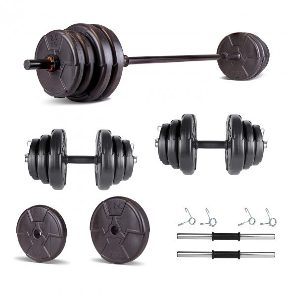 Ecgspor HERO Serisi 35 KG Dambıl Seti ve Halter Seti Ağırlık Fitness Seti ürün görseli 1