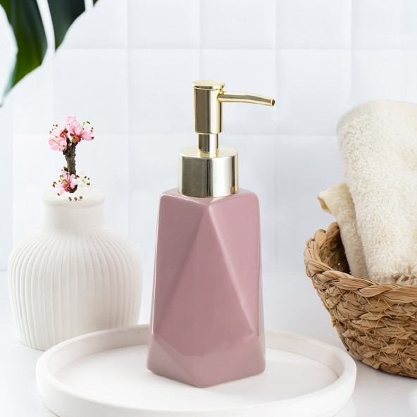 Porsima 3203 Seramik Sıvı Sabunluk - Tezgah Üstü Banyo Mutfak Lavabo Sabunluğu - 250 cc Pudra ürün görseli 1