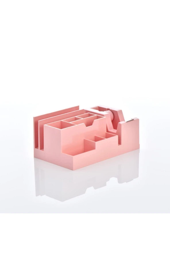 Ops Masa Seti Kalemlik Bant Makinalı Plastik Pastel Pembe Masa Üstü Organizer ürün görseli 1