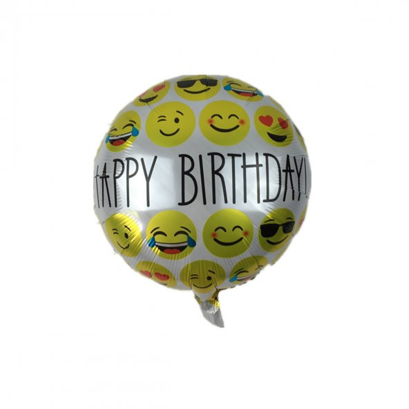 Helyuma Uyumlu Metalik Renkli Emojili Happy Birthday Folyo Balon Doğum Günü Balonu ürün görseli 1