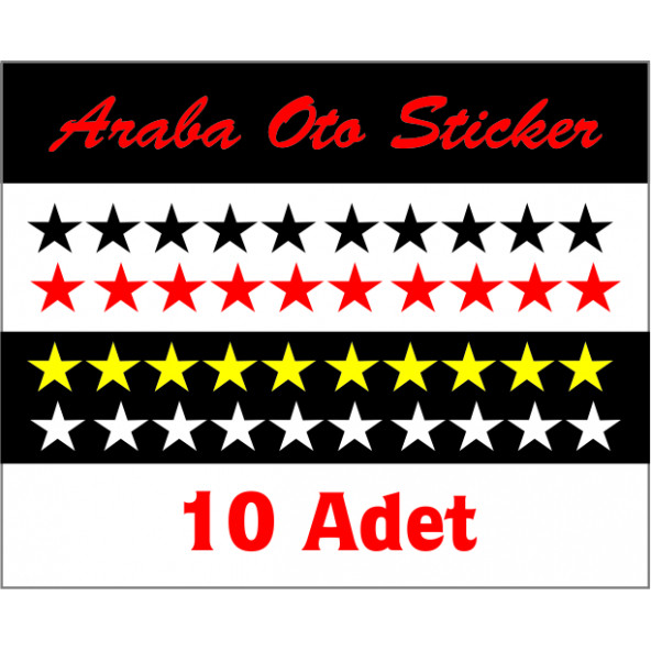 yıldız oto sticer 10 adet 5x5 cm ürün görseli 1