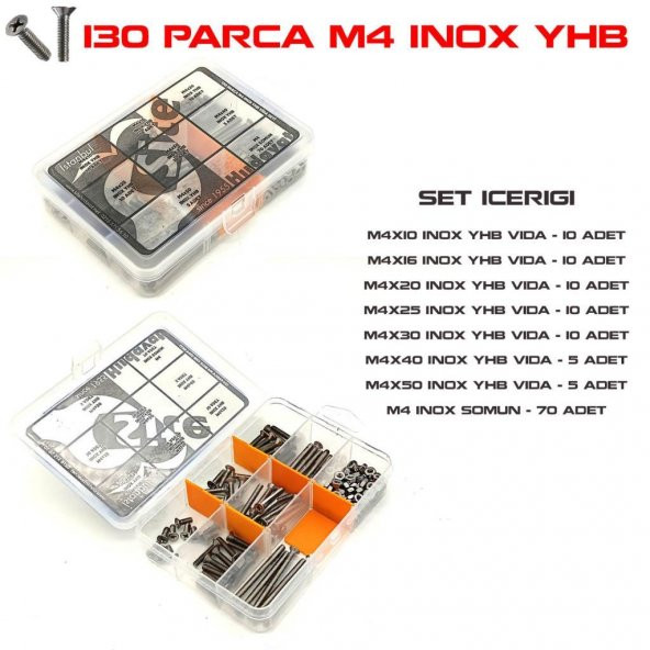 130 Parça M4 İnox YHB Vida Somun ve Pul Seti ürün görseli 1