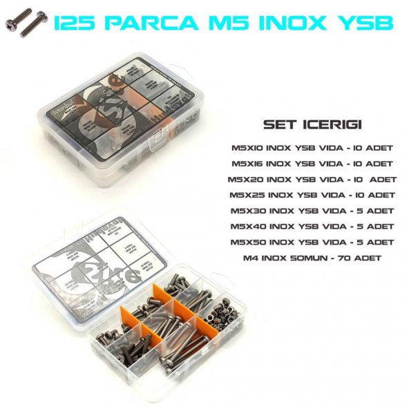 125 Parça M5 İnox YSB Vida Somun ve Pul Seti ürün görseli 1
