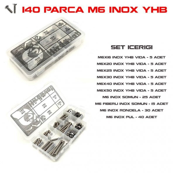 140 Parça M6 İnox YHB Vida Somun ve Pul Seti ürün görseli 1