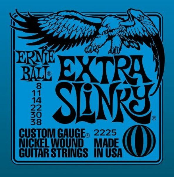 ErnieBall P02225 Extra Slinky Nickel Wound  008-038 Elektro Gitar Teli ürün görseli 1