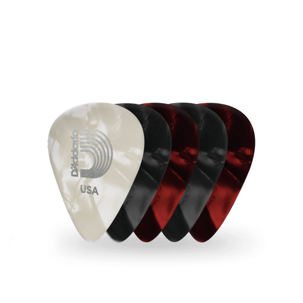DADDARIO 1CAPX-25 PENA  25 AD GAUGES ASSTPRL  ABD D'Addario, 1CAPX-25, PENA 25 ADET ASORTİ, (8x 0.5mm beyaz sedef, 9x 0.7mm kırmızı sedef, 8x 1.0mm siyah sedef)  Pearl Celluloid Pick Assortment ürün görseli 1