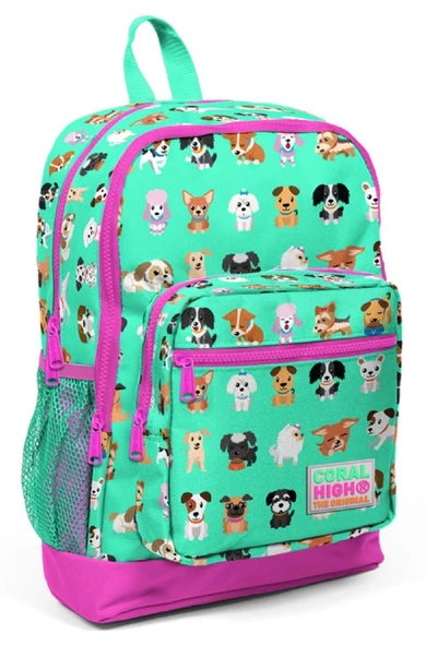 Coral High Sevimli Köpekler Baskılı İlkokul ve Günlük Sırt Çantası - Kız Çocuk ürün görseli 1