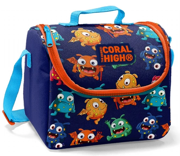 Coral High Lacivert Canavarlar Baskılı Termoslu Beslenme Çantası - Erkek Çocuk ürün görseli 1