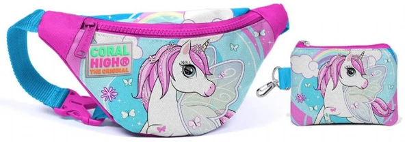 Coral High Unicorn Baskılı Bel Çantası Seti - Kız Çocuk ürün görseli 1