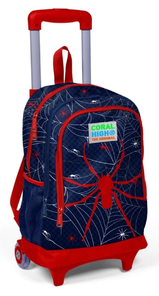 Coral High Lacivert-Kırmızı Örümcek Desenli Işıklı Tekerlekli Çekçek Okul Çantası - Erkek Çocuk ürün görseli 1