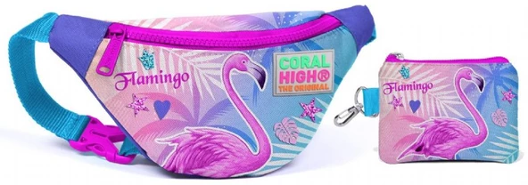 Coral High Flamingo Baskılı Bel Çantası Seti - Kız Çocuk ürün görseli 1
