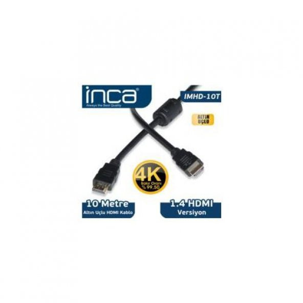 INCA HDM10 HDMI TO HDMI 10MT ALTIN UCLU 3D ürün görseli 1