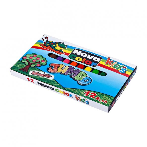 Jumbo Mum Boya Üçgen 12 Renk Karton Kutu 12 Renk Crayon Novacolor Jumbo Üçgen Mum Boya 12 Renk ürün görseli 1
