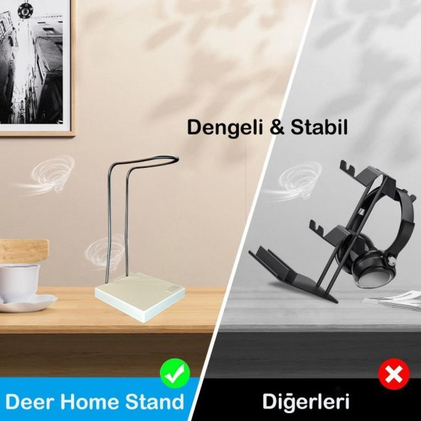 Mat Siyah Kaymaz Beyaz Tabanlı Askı Aparatlı Stant Kulaküstü Gaming Oyuncu Kulaklık Tutucu Standı ürün görseli 1