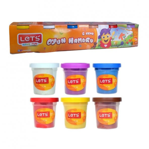 Oyun Hamuru 6 Lı Ana Renkler 690 gr Lets Oyun Hamur Seti 6 Renk 115grx6 1 Paket ürün görseli 1