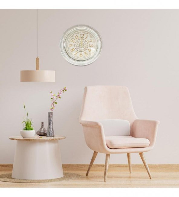 Antik Krem Eskitme Duvar Saati 57 cm HK205 ürün görseli 1