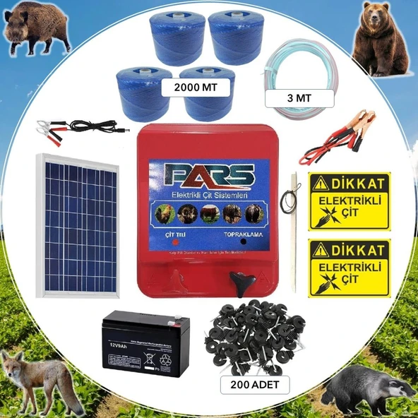 Pars Elektrikli Çit Ayı-Domuz Kovucu Eco Set 2000 (Ahşap Direk İzolatörlü) ürün görseli 1