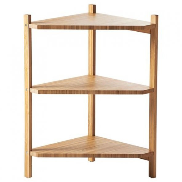 Bambu Banyo Raf Ünitesi 34x60 Cm MeridyenDukkan Üçgen Model Banyo Rafı Doğal ürün görseli 1