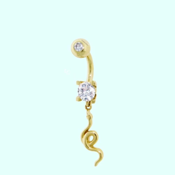 Altın Göbek Piercing 14 Ayar Sallantılı Yılan ürün görseli 1