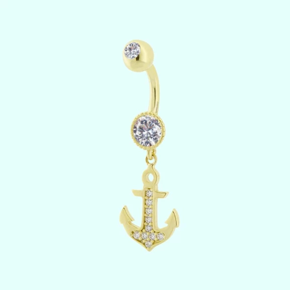 Altın Göbek Piercing 14 Ayar Sallantılı Çapa ürün görseli 1