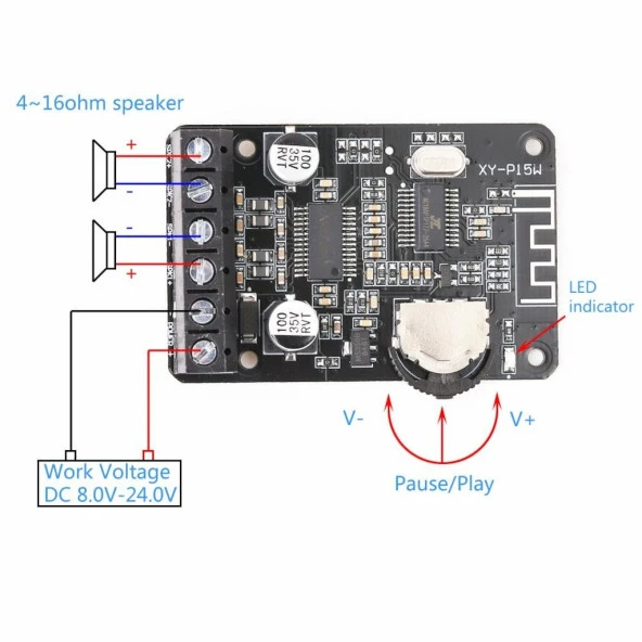 XY-P15W Bluetooth Amfi Modülü Amplifikatör Devresi - Resim 2
