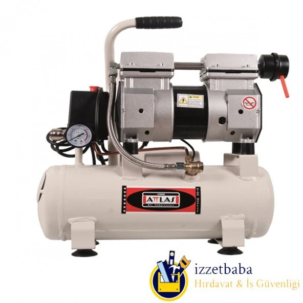 Attlas SC1009 J Sessiz Yağsız Monofaze Hava Kompresörü 0.75 HP 8 Bar 9 L - A0302034 ürün görseli 1