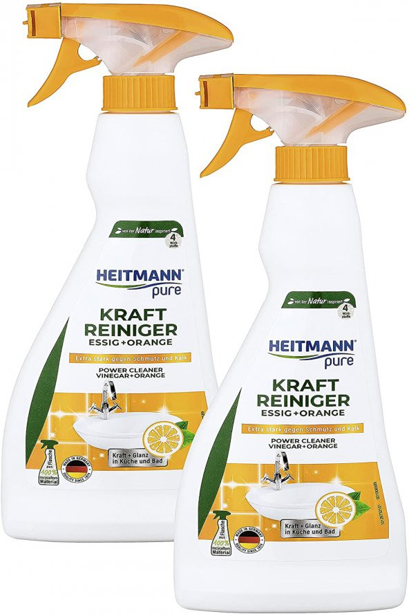HEITMANN Pure Güçlü Yüzey Temizleyici Sirke + Portakal 500 ml X 2 Adet ürün görseli 1