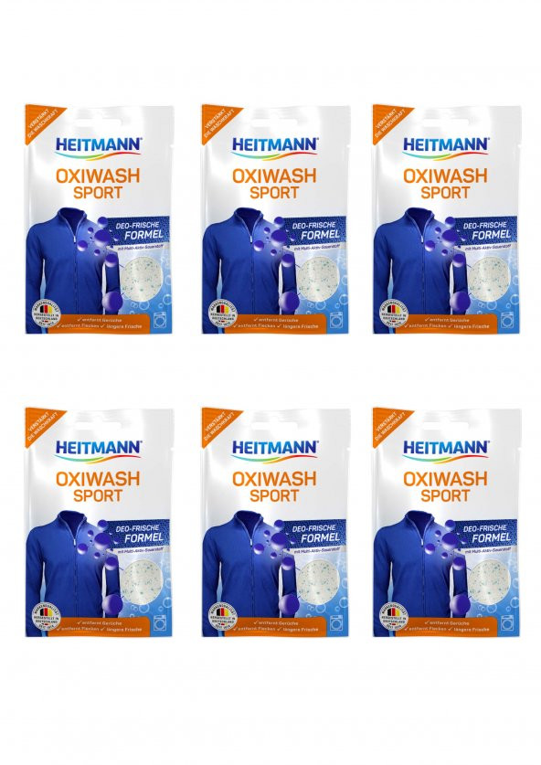 OxiWash Sport, Spor ve Fonksiyonel Kıyafetler için Leke Çıkarıcı Hijyen Sağlayıcı Toz 50 g x 6 Adet ürün görseli 1
