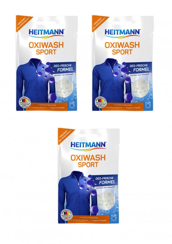 OxiWash Sport, Spor ve Fonksiyonel Kıyafetler için Leke Çıkarıcı Hijyen Sağlayıcı Toz 50 g x 3 Adet ürün görseli 1