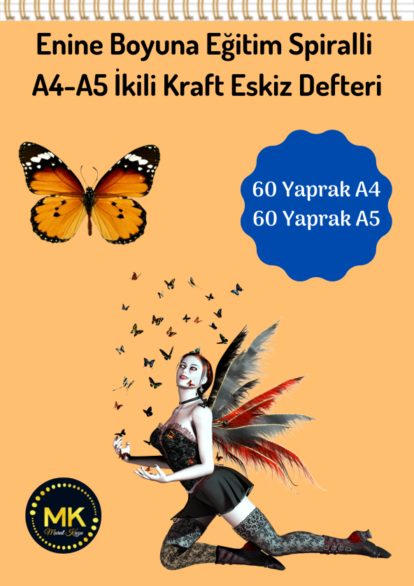 MK Spiralli İkili Kraft Defter (A4-A5) 120 Yaprak ürün görseli 1
