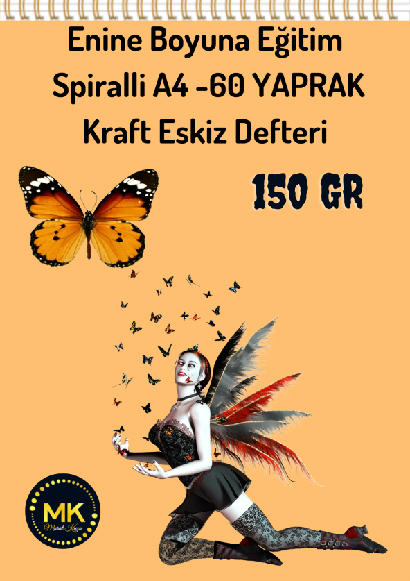 MK Spiralli A4 Kraft Defter 60 Yaprak ürün görseli 1