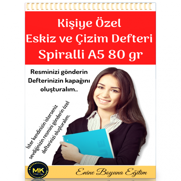 Sizin Resminizin Olduğu Eskiz ve Çizim Defter Spiralli 100 Sayfa A5 80 gr ürün görseli 1