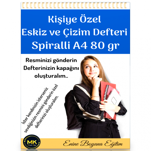 Sizin Resminizin Olduğu Eskiz ve Çizim Defter Spiralli 100 Sayfa A4 80 gr ürün görseli 1