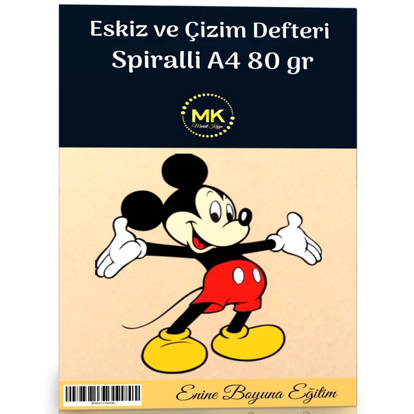 Çizgi Film Temalı Eskiz ve Çizim Defteri Kraft Spiralli 100 Sayfa A4 80 gr ürün görseli 1