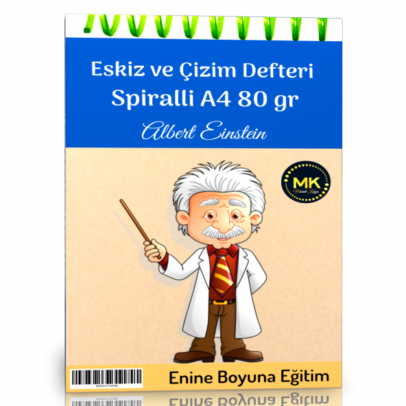Einstein Temalı Eskiz ve Çizim Defteri Kraft Spiralli 100 Sayfa A4 80 gr ürün görseli 1