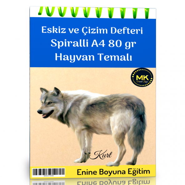 Kurt Temalı Eskiz ve Çizim Defteri Kraft Spiralli 100 Sayfa A4 80 gr ürün görseli 1